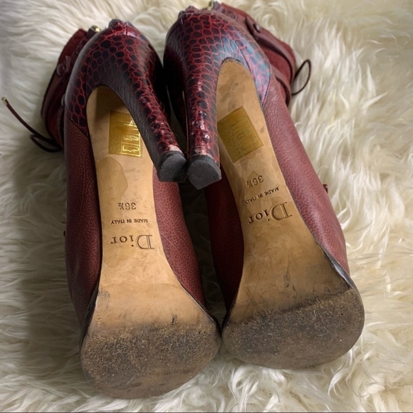 AUTHENTIC DIOR BORDEAUX DUCHESSE CROC CORSET PLATFORM ANKLE BOOT SZ 6.5 - Picture 7 of 11